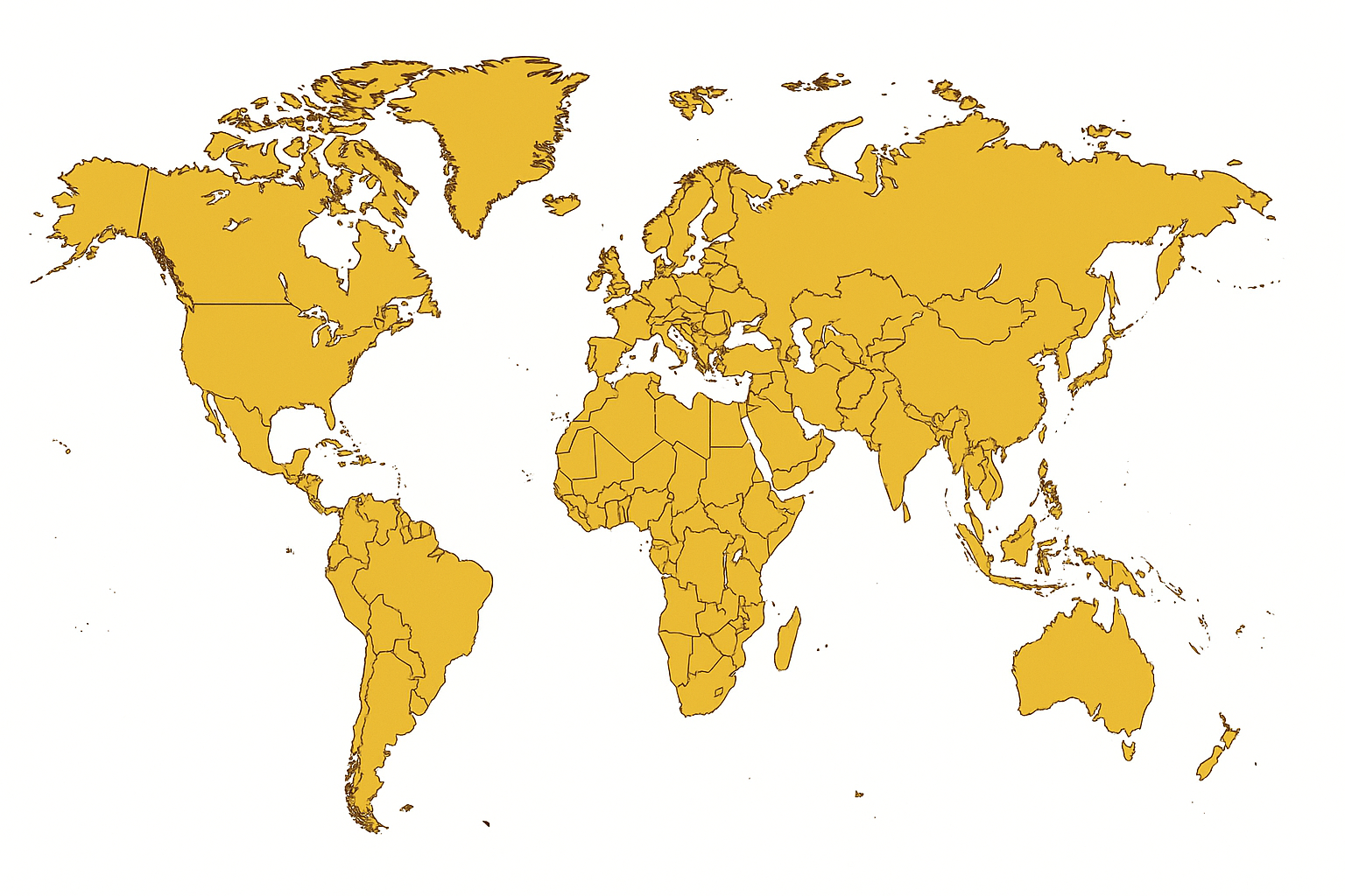 World Map showing Harvics Global Presence